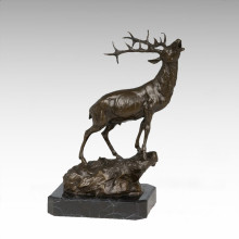 Animal Bronze Sculpture Deer Roar Carving Deco Brass Statue Tpy-273